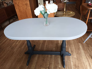 Vintage Country Pine Grey Dining Table & Fiddleback Chairs x 4 Restored 1980
