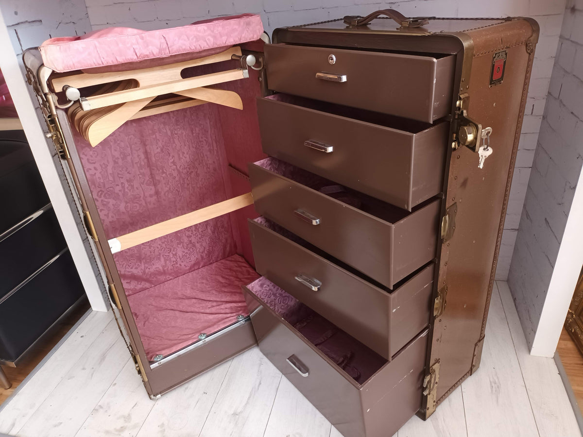 Antique Steamer Travel Wardrobe Trunk Chest Suitcase Armoire 1930's Vi –  RetroNovia