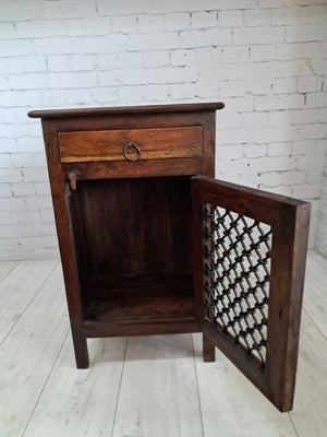Vintage Pair Bedside Cabinets Indian Bedside Tables Bohemian 1980's