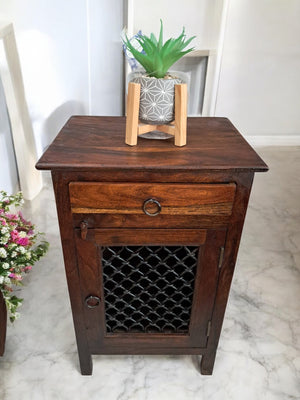 Vintage Pair Bedside Cabinets Indian Bedside Tables Bohemian 1980's