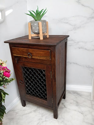 Vintage Pair Bedside Cabinets Indian Bedside Tables Bohemian 1980's