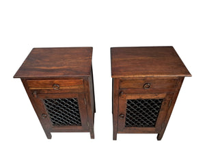 Vintage Pair Bedside Cabinets Indian Bedside Tables Bohemian 1980's