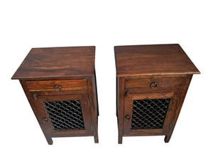 Vintage Pair Bedside Cabinets Indian Bedside Tables Bohemian 1980's