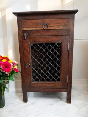 Vintage Pair Bedside Cabinets Indian Bedside Tables Bohemian 1980's