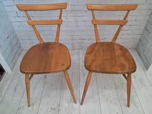 Mid Century Vintage Ercol Stacking Chairs Dining Adult Size 1950's Green Dot Blonde