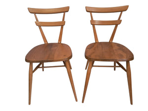 Mid Century Vintage Ercol Stacking Chairs Dining Adult Size 1950's Green Dot Blonde