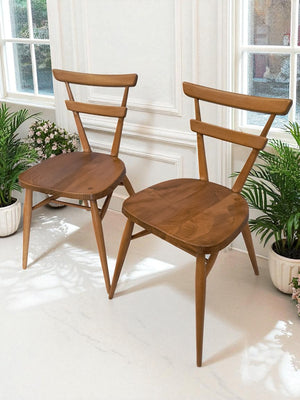 Mid Century Vintage Ercol Stacking Chairs Dining Adult Size 1950's Green Dot Blonde