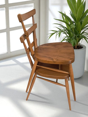 Mid Century Vintage Ercol Stacking Chairs Dining Adult Size 1950's Green Dot Blonde