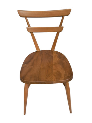 Mid Century Vintage Ercol Stacking Chairs Dining Adult Size 1950's Green Dot Blonde