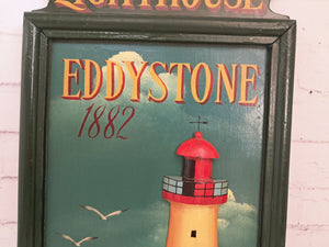 Vintage Wooden Eddystone Lighthouse Sign 3D Relief Bathroom Wall Decor Picture Decorative 1980