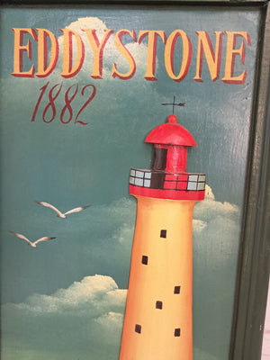 Vintage Wooden Eddystone Lighthouse Sign 3D Relief Bathroom Wall Decor Picture Decorative 1980