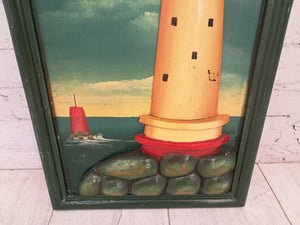 Vintage Wooden Eddystone Lighthouse Sign 3D Relief Bathroom Wall Decor Picture Decorative 1980