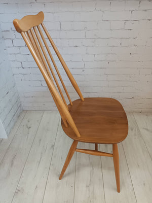 Vintage Ercol Goldsmith Dining Chairs + Carvers x 6 - Light Elm Mid Century Chairs VGC