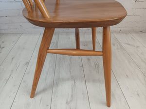 Vintage Ercol Goldsmith Dining Chairs + Carvers x 6 - Light Elm Mid Century Chairs VGC