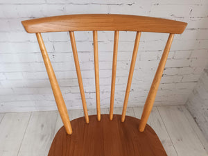 Mid Century Vintage Ercol Dining Chairs Pair Model 737 Solid Beech & Elm 1970's