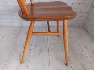 Mid Century Vintage Ercol Dining Chairs Pair Model 737 Solid Beech & Elm 1970's