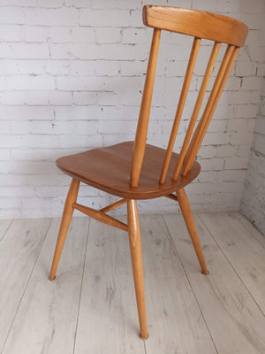 Mid Century Vintage Ercol Dining Chairs Pair Model 737 Solid Beech & Elm 1970's