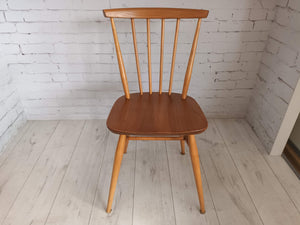 Mid Century Vintage Ercol Dining Chairs Pair Model 737 Solid Beech & Elm 1970's