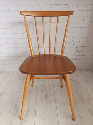 Mid Century Vintage Ercol Dining Chairs Pair Model 737 Solid Beech & Elm 1970's