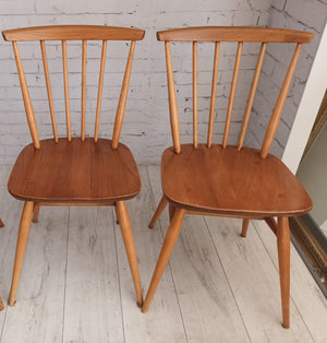 Mid Century Vintage Ercol Dining Chairs Pair Model 737 Solid Beech & Elm 1970's