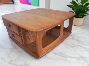 Mid Century Ercol Pandora Coffee Table Solid Elm Blonde Vintage Retro Restored 1990