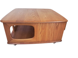 Mid Century Ercol Pandora Coffee Table Solid Elm Blonde Vintage Retro Restored 1990