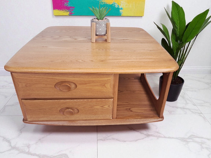 Mid Century Ercol Pandora Coffee Table Solid Elm Blonde Vintage Retro Restored 1990