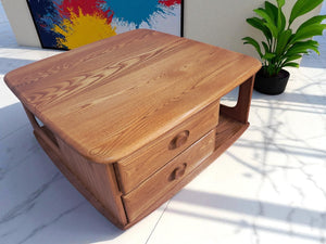 Mid Century Ercol Pandora Coffee Table Solid Elm Blonde Vintage Retro Restored 1990