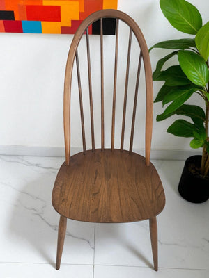 Vintage Ercol Windsor Quaker Dining Chairs x 2 -  Elm Mid Century Chairs + Seat Cushions