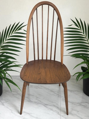 Vintage Ercol Windsor Quaker Dining Chairs x 2 -  Elm Mid Century Chairs + Seat Cushions