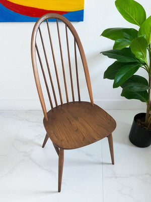 Vintage Ercol Windsor Quaker Dining Chairs x 2 -  Elm Mid Century Chairs + Seat Cushions