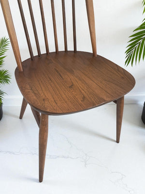 Vintage Ercol Windsor Quaker Dining Chairs x 2 -  Elm Mid Century Chairs + Seat Cushions