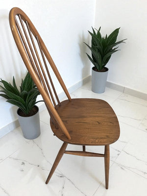 Vintage Ercol Windsor Quaker Dining Chairs x 2 -  Elm Mid Century Chairs + Seat Cushions