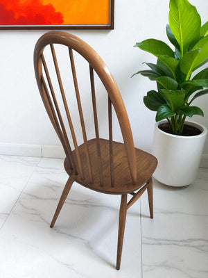 Vintage Ercol Windsor Quaker Dining Chairs x 2 -  Elm Mid Century Chairs + Seat Cushions