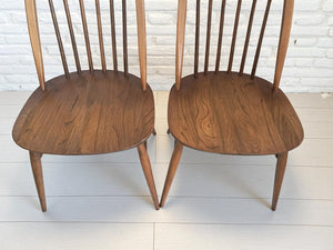 Vintage Ercol Windsor Quaker Dining Chairs x 2 -  Elm Mid Century Chairs + Seat Cushions