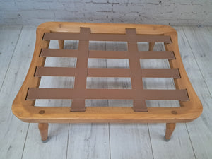 Vintage Mid Century Ercol Windsor Footstool Large Stool + Cushion Blonde Elm 1980