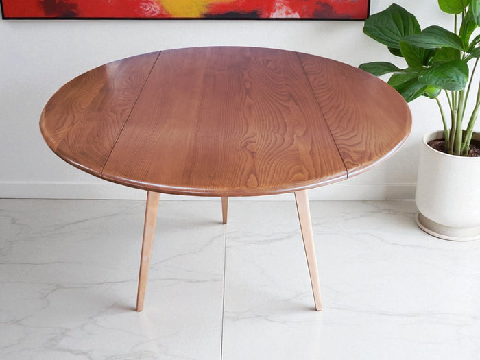 Mid Century Blonde Ercol Plank Dining Table Drop Leaf Drop Flap Vintage Elm Restored 1960's