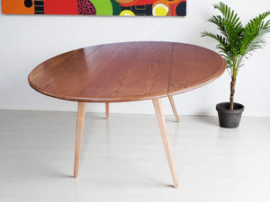 Mid Century Blonde Ercol Plank Dining Table Drop Leaf Drop Flap Vintage Elm Restored 1960's