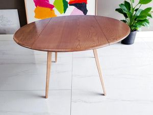 Mid Century Blonde Ercol Plank Dining Table Drop Leaf Drop Flap Vintage Elm Restored 1960's