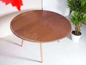 Mid Century Blonde Ercol Plank Dining Table Drop Leaf Drop Flap Vintage Elm Restored 1960's
