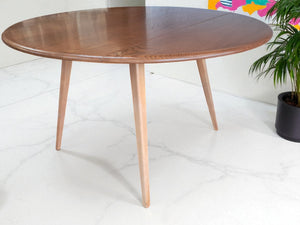 Mid Century Blonde Ercol Plank Dining Table Drop Leaf Drop Flap Vintage Elm Restored 1960's