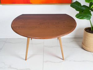 Mid Century Blonde Ercol Plank Dining Table Drop Leaf Drop Flap Vintage Elm Restored 1960's