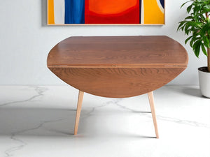 Mid Century Blonde Ercol Plank Dining Table Drop Leaf Drop Flap Vintage Elm Restored 1960's