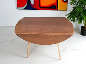 Mid Century Blonde Ercol Plank Dining Table Drop Leaf Drop Flap Vintage Elm Restored 1960's