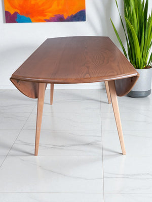 Mid Century Blonde Ercol Plank Dining Table Drop Leaf Drop Flap Vintage Elm Restored 1960's