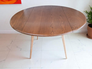 Mid Century Blonde Ercol Plank Dining Table Drop Leaf Drop Flap Vintage Elm Restored 1960's