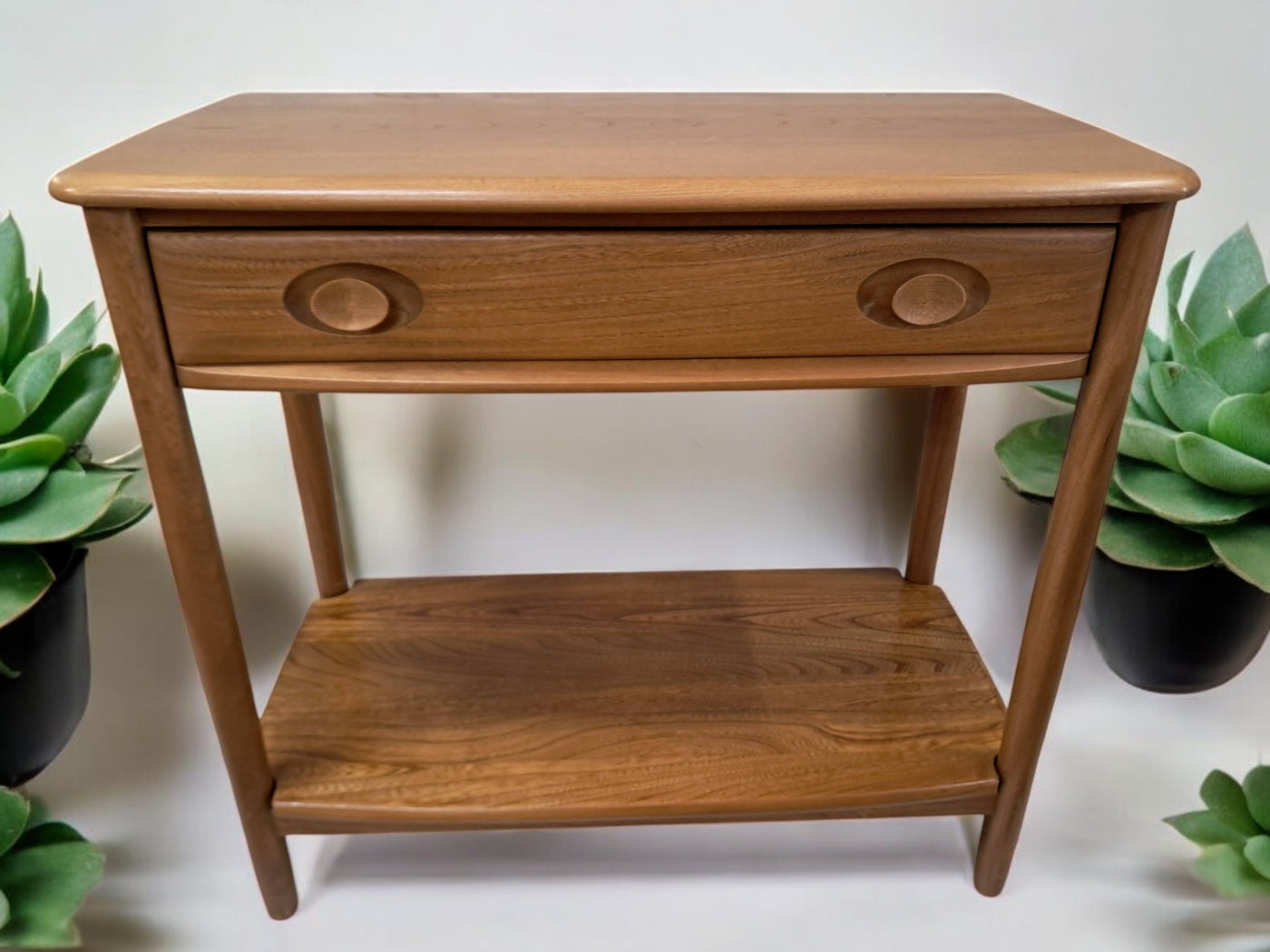 Mid Century Ercol Windsor Console Hall Table Solid Ash Vintage Retro R ...