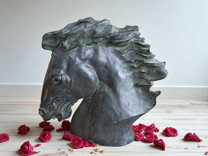 Vintage LARGE Horse Head Sculpture Flaming Mane Austin Productions 1978