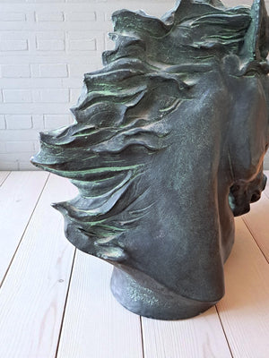 Vintage LARGE Horse Head Sculpture Flaming Mane Austin Productions 1978