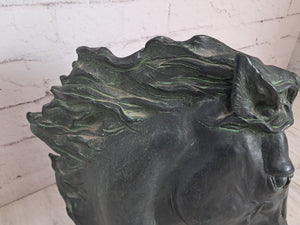Vintage LARGE Horse Head Sculpture Flaming Mane Austin Productions 1978